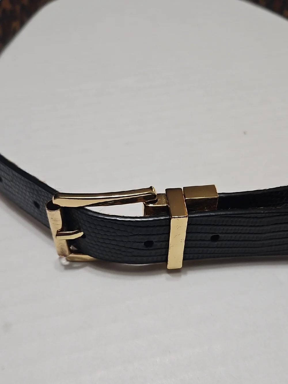 Women's Reversible Gold Buckle Leopard Print & Black Belt Size M/L